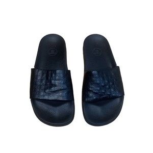 Balmain Women’s Calypso Black Leather Monogram Slides size 38